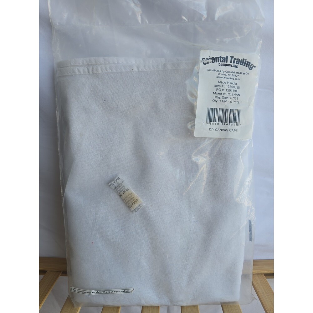 New, Unopened Package DIY Solid White Canvas Capes with Ties - 6 Pc.